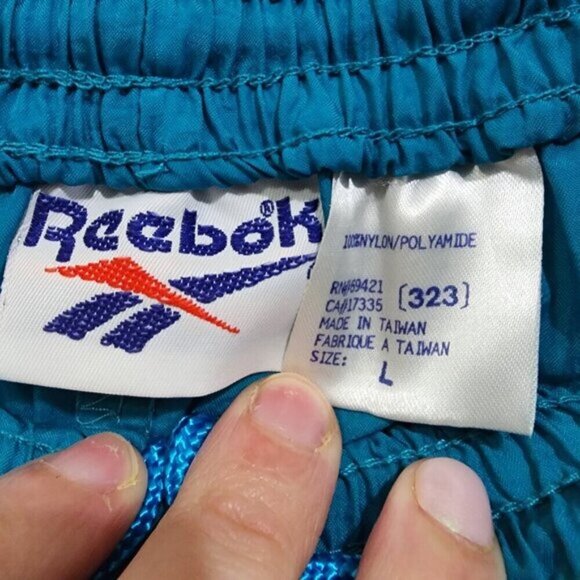 Vintage Reebok Nylon Windbreaker Aqua Blue Elastic Cuff Pants Women's Size Large - Picture 7 of 12